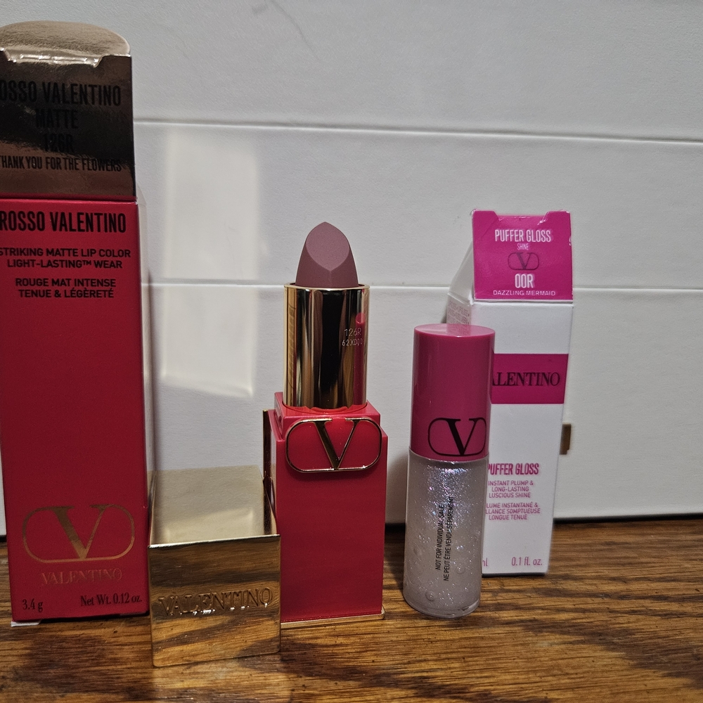 Valentino Rosso Matte Lipstick and Puffer Gloss - Soft Pink